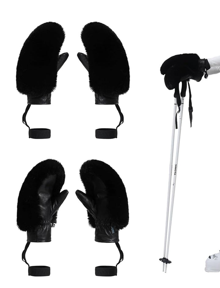 GSou Snow Damskie rękawice narciarskie ze sztucznego futra, rękawice snowboardowe