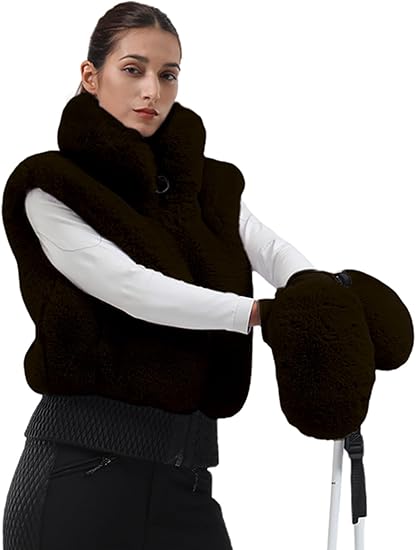 GSou Snow Damskie rękawice narciarskie ze sztucznego futra, rękawice snowboardowe