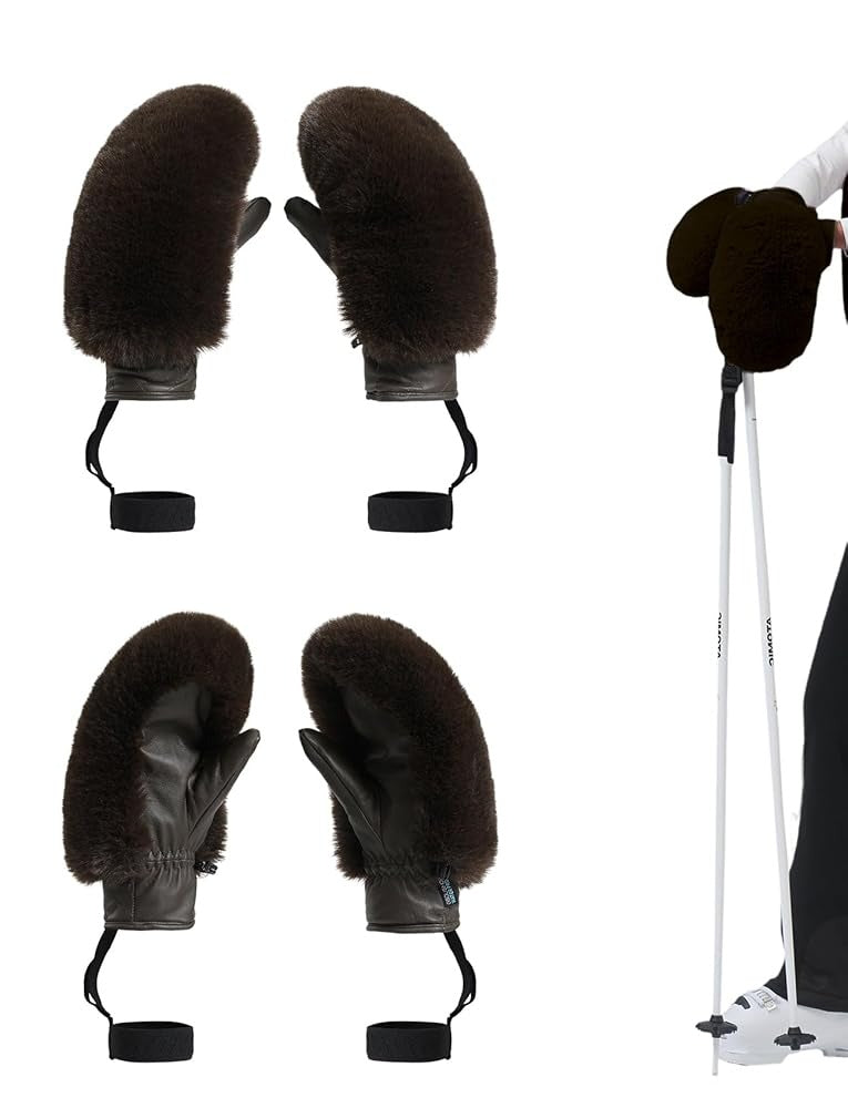 GSou Snow Damskie rękawice narciarskie ze sztucznego futra, rękawice snowboardowe