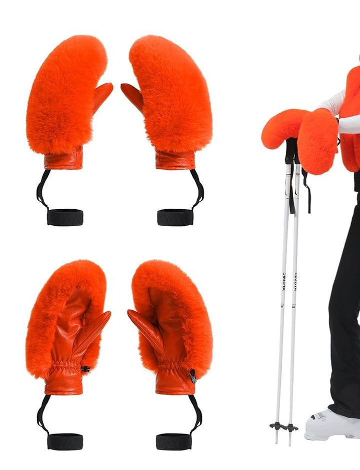 GSou Snow Damskie rękawice narciarskie ze sztucznego futra, rękawice snowboardowe