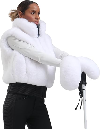 GSou Snow Damskie rękawice narciarskie ze sztucznego futra, rękawice snowboardowe