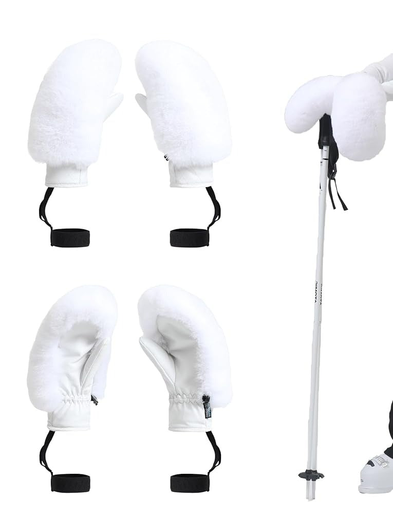 GSou Snow Damskie rękawice narciarskie ze sztucznego futra, rękawice snowboardowe