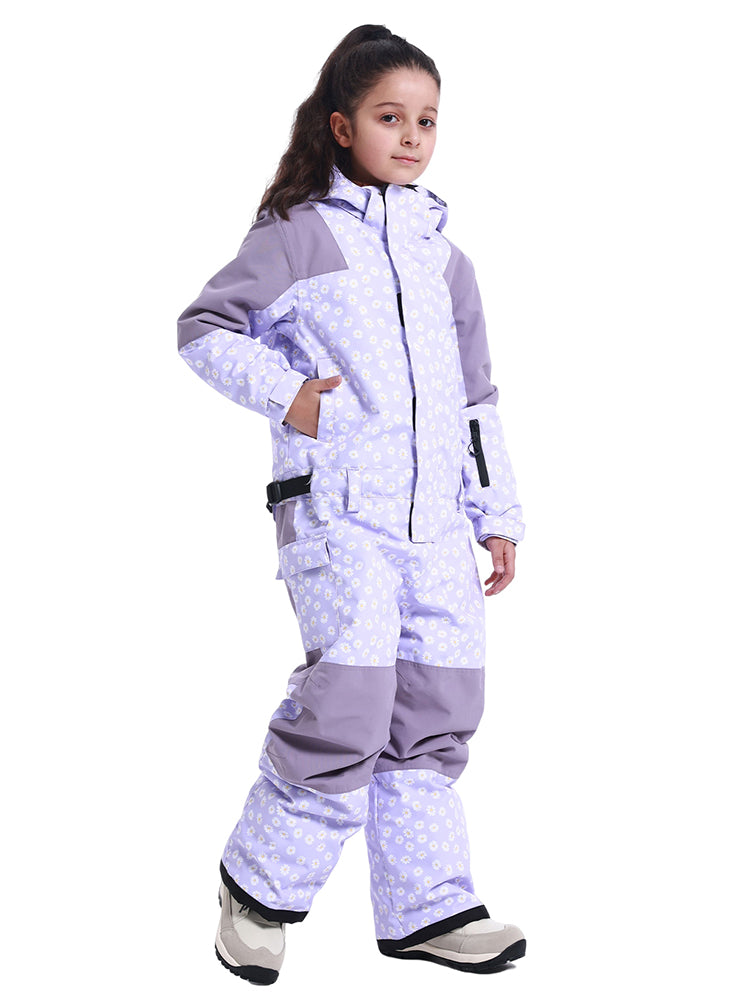 Gsou Snow Kid's Colorblock Waterproof Warm One Piece Ski Suit