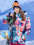 Gsou Snow Bunte, hochwasserdichte, winddichte Ski- und Snowboardjacke für Damen