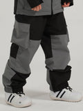 Gsou Snow femmes hiver épaissi deux tons Patchwork Hip Hop coupe-vent imperméable Snowboard pantalon Ski pantalon de neige 
