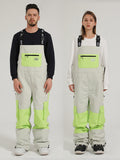 Gsou Snow Women's Couples Style Colorblock Tooling Snow Bib Pants Windproof Waterproof Wear-Resistant Ski Pants