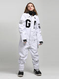 Gsou Snow Damen-Snowboardanzüge, weiß, Winter, junge Mode, 15 K, wasserdicht, einteilig