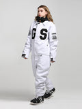 Gsou Snow Damen-Snowboardanzüge, weiß, Winter, junge Mode, 15 K, wasserdicht, einteilig