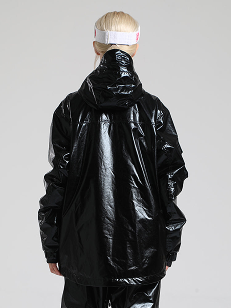 Limettengrüne, glänzende, isolierte, wasserdichte Schneejacke mit mehreren Taschen für Damen 