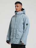 Gsou Snow Men's Solid Large Pocket Cargo Style Ski Jacket