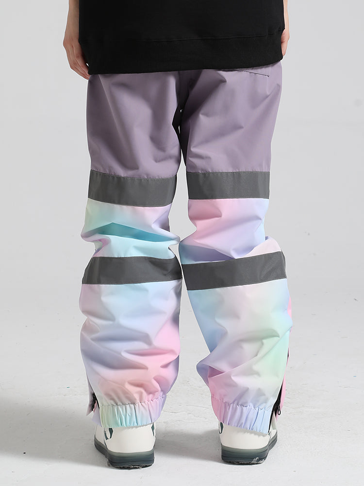 Gsou Snow Pantalon de ski ample réfléchissant Colorblock pour femme