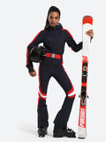 Gsou Snow Combinaison de ski une pièce à rayures verticales pour femme avec capuche 