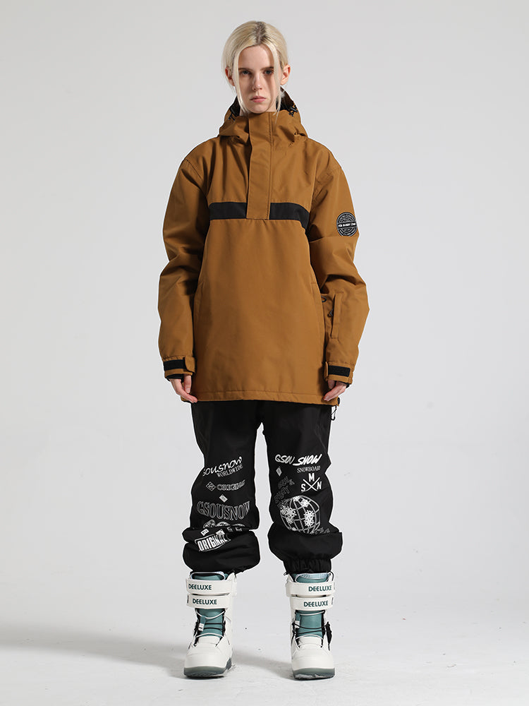 Gsou Snow Women's Brown Pullover Ski Suit