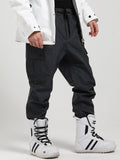 Gsou Snow Men's Black Windproof Warm Breathable Wear-Resistant Veneer Beam Leg Ski Pants