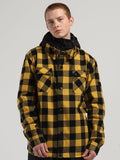 SMN Men's Autumn And Winter Yellow And Black Plaid Shirt Ski Suit Waterproof Thick Warm Veneer Trend Loose Snow Suit