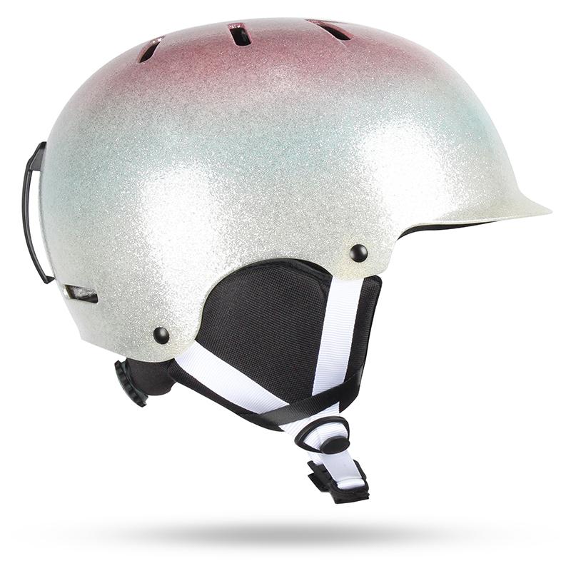 Gsou Snow Adult Pink Laser Gradient Silver Plating Lightweight Integrated Eps Ski Snowboard Helmet