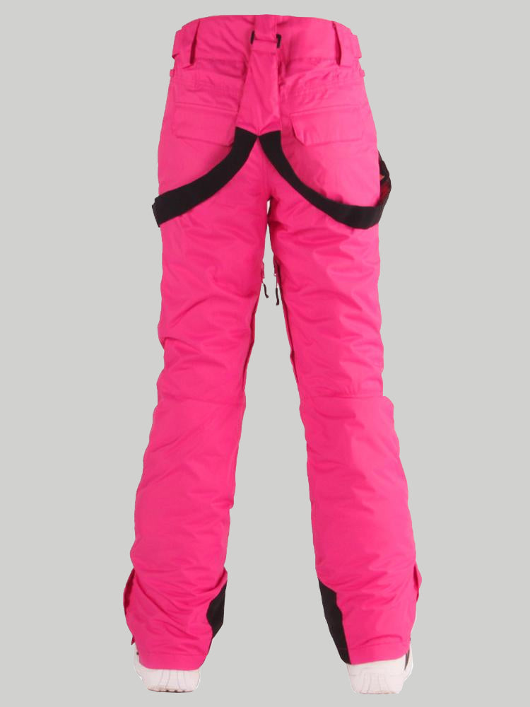 Gsou Snow Pantalon de ski de snowboard rose chaud et imperméable pour femme