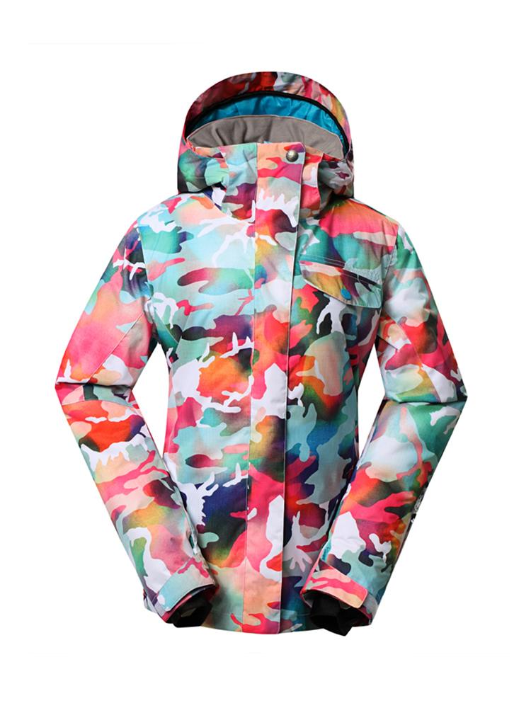 SNOWVERB Womens Mens Glow Reflective Camo Snow Jackets Waterproof Insulated Warm Ski Coats Snowboard Mountain Jackets With Hood