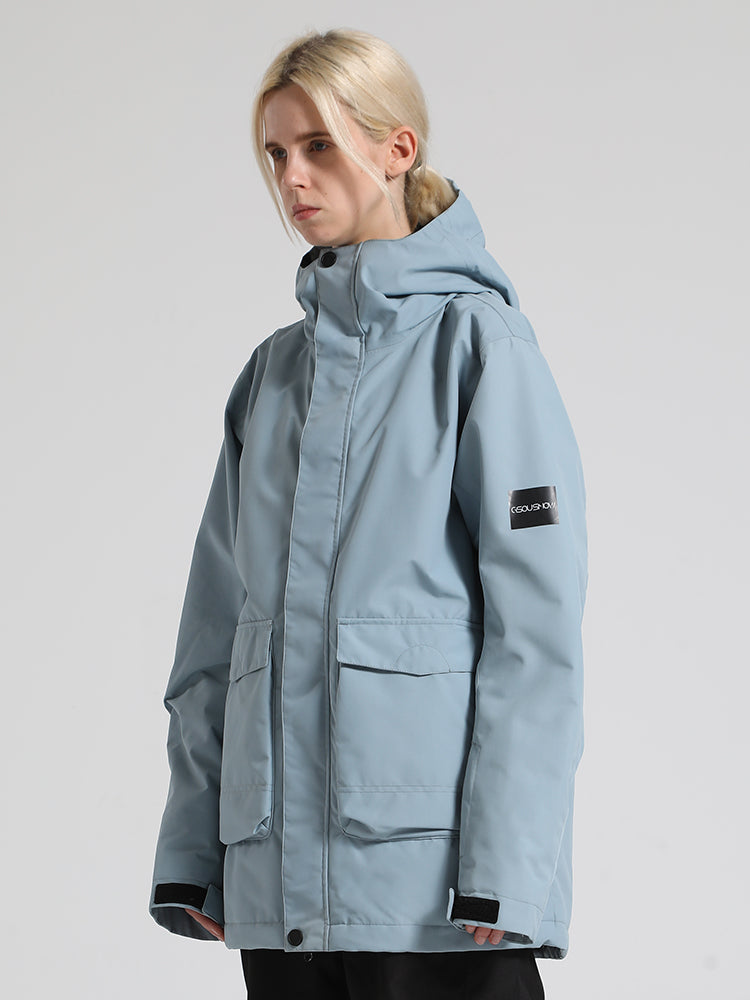Gsou Snow Women's Solid Large Pocket Cargo Style Ski Jacket