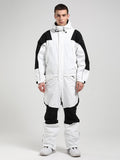 Gsou Snow Men's White Ski Suitsuit One-Piece Snow Suit