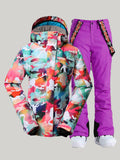 Gsou Snow Ensembles de pantalons de veste de snowboard camouflage pour femmes