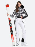 Gsou Snow Combinaison de ski une pièce en fausse fourrure pour femme 