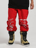 Gsou Snow Men's Red Print Ski Pants