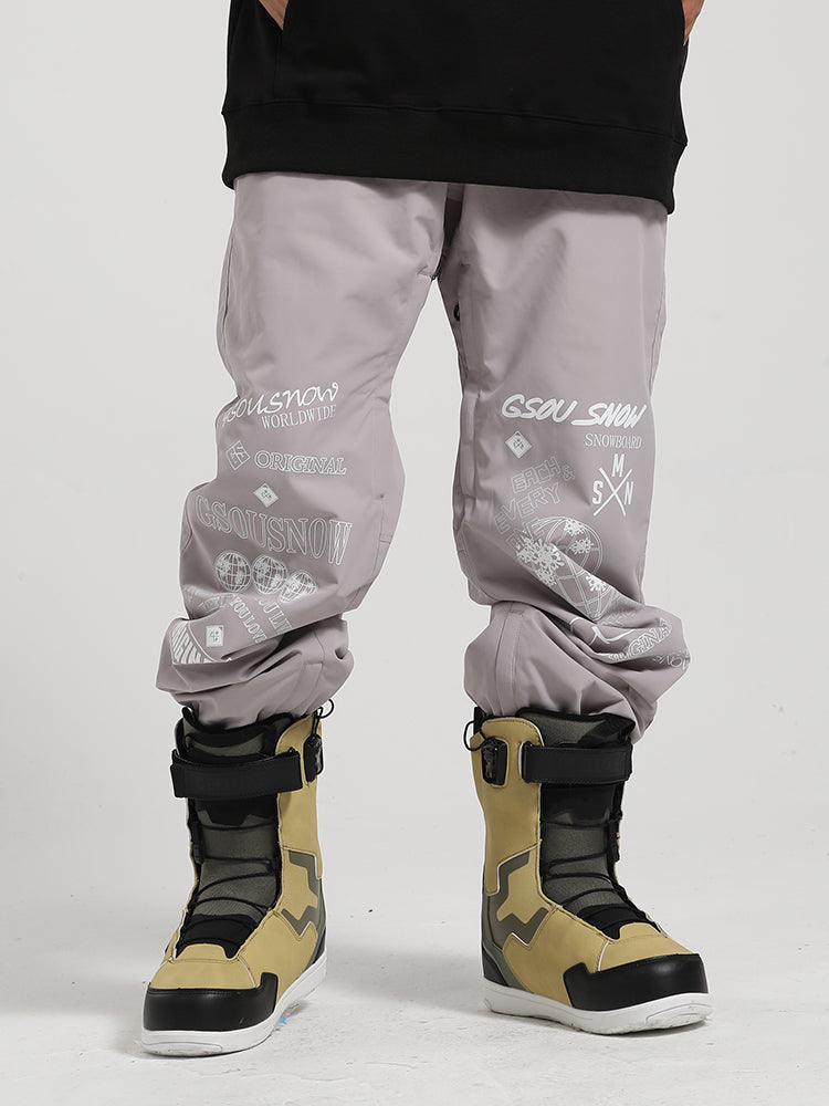 Gsou Snow Women's Light Grey Print Ski Pants