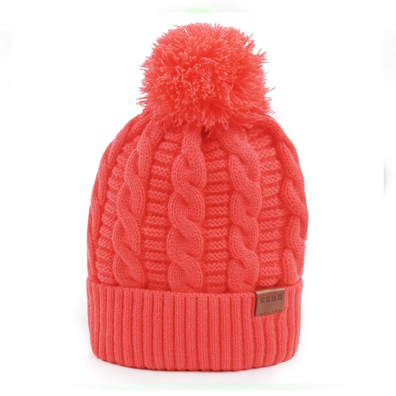 Gsou Snow Adult Unisex Winter Knit Faux Fur Pompoms Beanie Hat