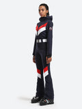 Gsou Snow Women's Stripe One Piece Ski Suit With Hood