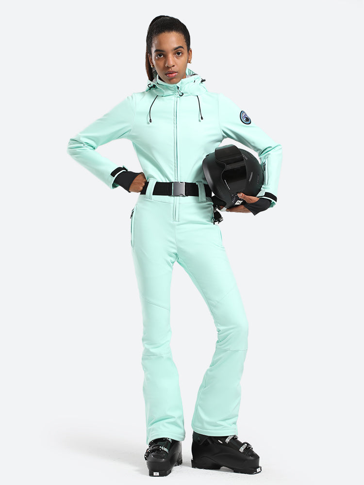 Women's Neon Red One-Piece Ski Suits with Removable Hood GSou Snow Women's Neon Red One-Piece Ski Suits with Removable Hood GSou Snow