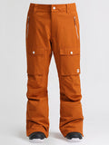 Gsou Snow Pantalon de snowboard et de ski orange imperméable et coupe-vent pour homme