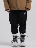 SMN Schwarze wasserdichte, warme, lockere, dünne, atmungsaktive und verschleißfeste Hip-Hop-Doppelboard-Snowboardhose für Herren