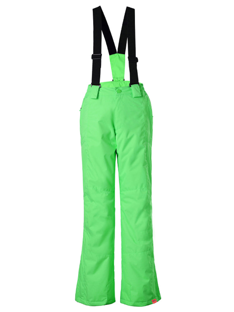 Gsou Snow Kid's Green Windproof Ski Hiking Suspender Snowboard Pants