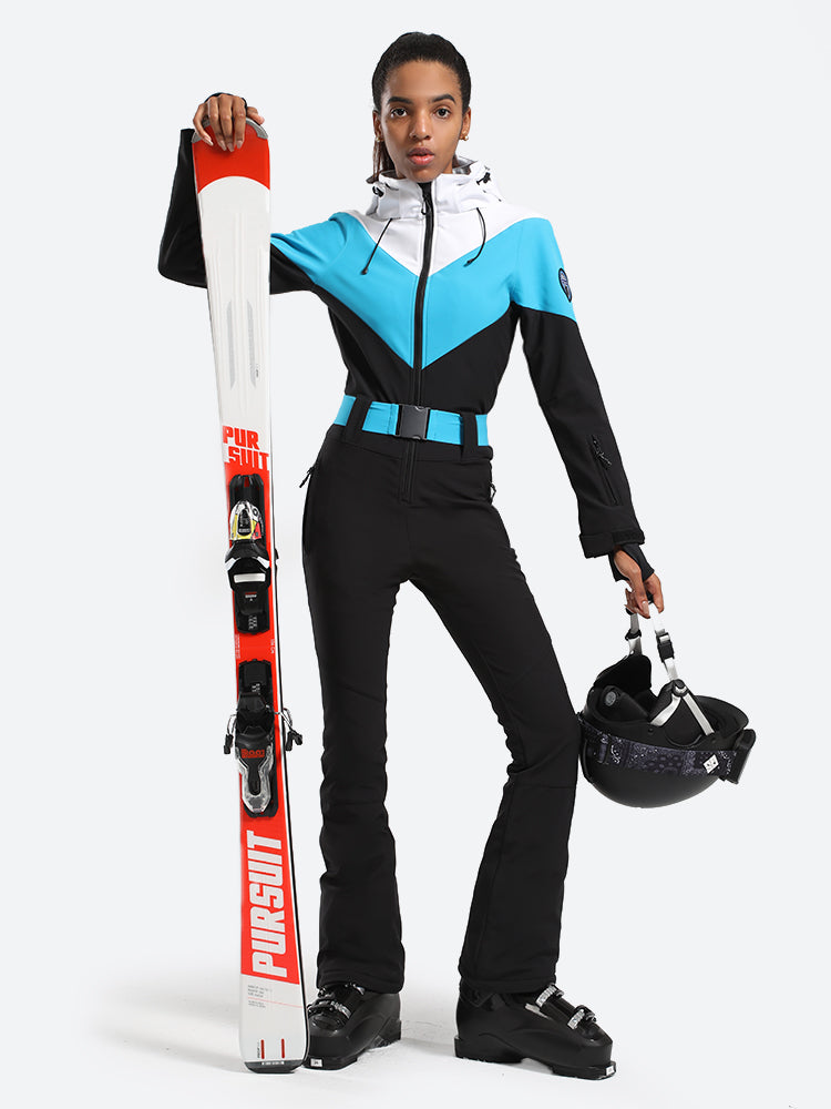 Gsou Snow Damen-Einteiler-Skianzug mit Kapuze 