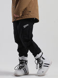 SMN Men's Black Waterproof Warm Loose Thin Breathable And Wear-Resistant Hip-Hop Double-Board Snowboard Pants