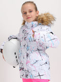 5K Windproof & WaterproofKids Colorful Vibrant Lines Kids Winter Snowboard Jacket