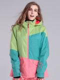 Gsou Snow Vestes de snowboard couleur couture pour femmes