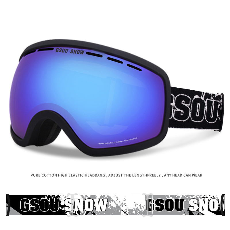 Gsou Snow Lunettes de ski bleues pour adultes, équipement de plein air, lunettes de protection contre la neige