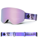 Gsou Snow Adult Purple Cylindrical Ski Goggles Anti-Fog Interchangeable Lens Frameless Snow Goggles