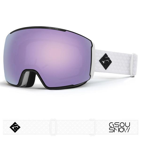 Gsou Snow Lunettes de ski à lentille amovible anti-buée sans cadre violet pour adulte