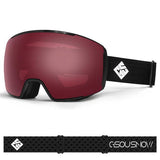 Gsou Snow Adult Wine Red Frameless Anti-Fog Removable Lens Ski Goggles
