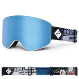 Gsou Snow Blaue zylindrische Skibrille für Erwachsene, beschlagfrei, austauschbare Linse, rahmenlose Schneebrille