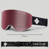 Gsou Snow Adult Silver Cylindrical Ski Goggles Anti-Fog Interchangeable Lens Frameless Snow Goggles