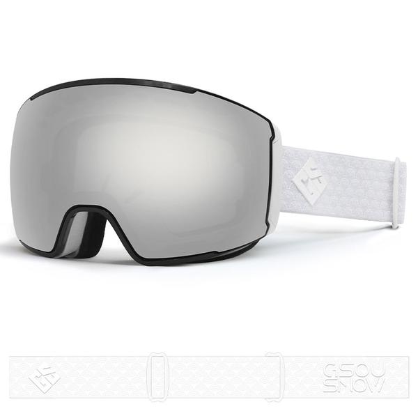 Gsou Snow Adult Silver Frameless Anti-Fog Removable Lens Ski Goggles