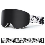 Gsou Snow Adult Black Cylindrical Ski Goggles Anti-Fog Interchangeable Lens Frameless Snow Goggles