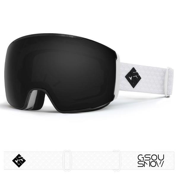 Gsou Snow Adult Black Frameless Anti-Fog Removable Lens Ski Goggles