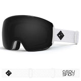 Gsou Snow Adult Black Frameless Anti-Fog Removable Lens Ski Goggles