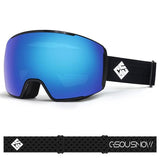 Gsou Snow Lunettes de ski à lentille amovible anti-buée sans cadre pour adulte Bleu