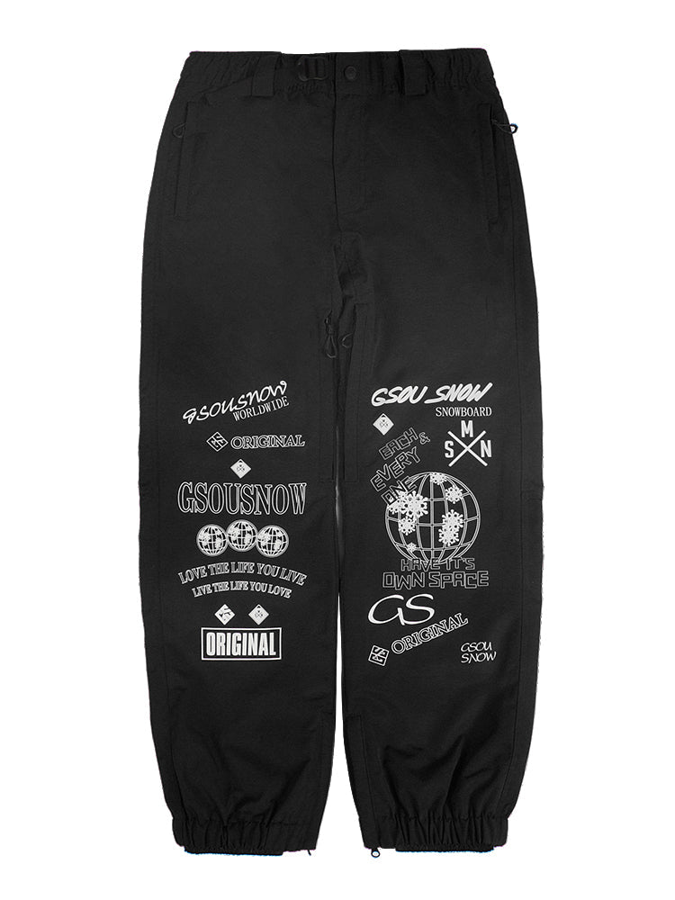Gsou Snow Men's Dark Grey Print Ski Pants